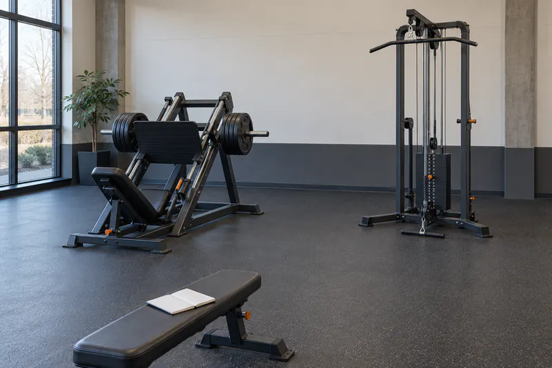 Schuine leg press en een hoog-laag kabelstation in een sportschool